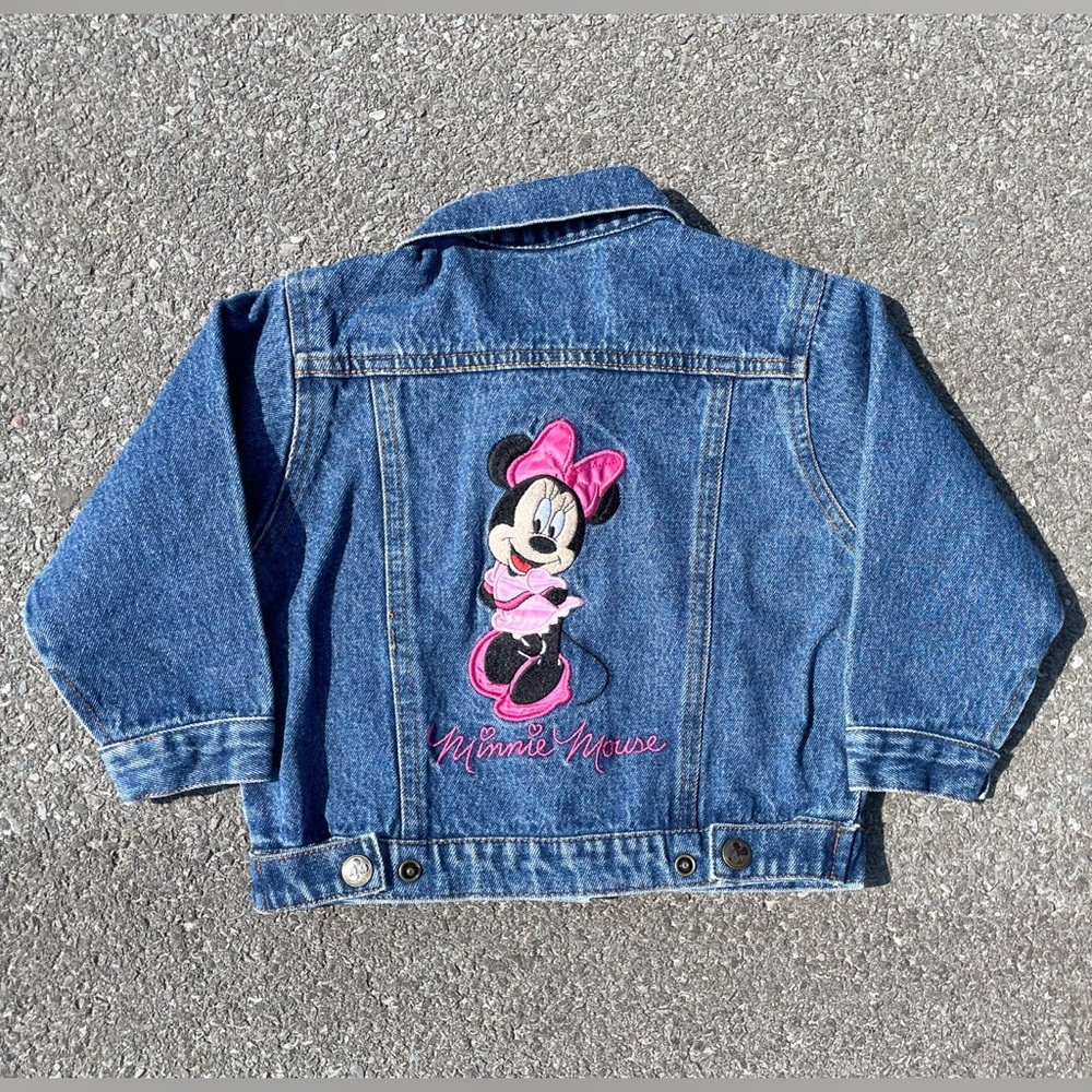 Minnie Mouse Vtg Disney Denim Jean Jacket Youth Size 13.5x13